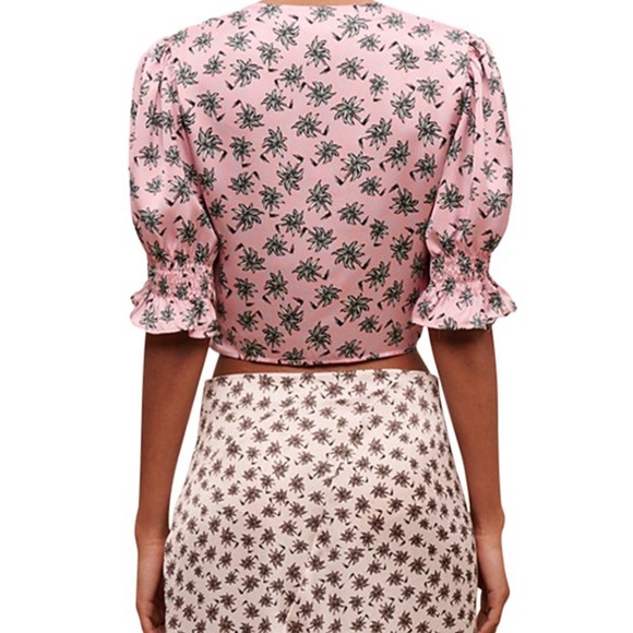 Floral Pink Ruched Top - Picture 2 of 10